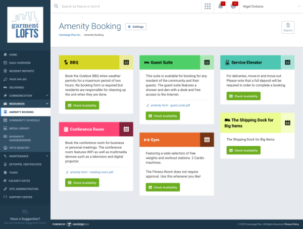 Amenity Booking